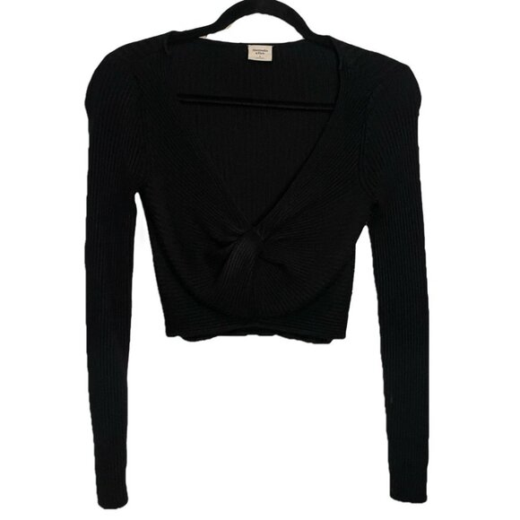 Abercrombie & Fitch Twist Front Ribbed Tank Sweater Cropped Black SMALL Y2k Goth - Picture 1 of 8